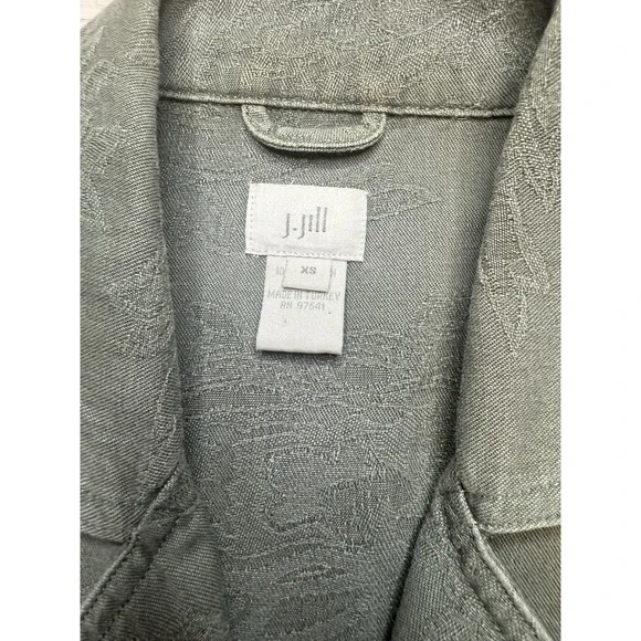 J Jill Sage Green Long Sleeve Embossed Cotton‎ Blazer W/ Pockets. Lightweight. S - Picture 2 of 10